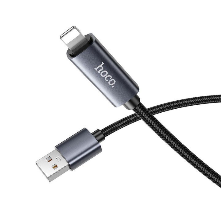 Кабель USB A для Lightning Hoco 2,4A с дисплеем 1 m X112 черный