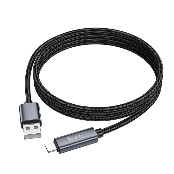Кабель USB A — Lightning Hoco 2,4A с дисплеем 1 m X112 черный