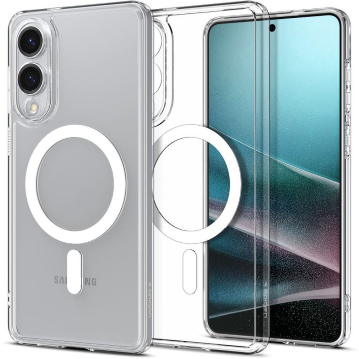 SPIGEN case ULTRA HYBRID MAG compatible with Magsafe for SAMSUNG S25 Edge clear white