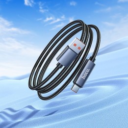 USB-A to USB-C cable Hoco 5A with display 1 m X112 black