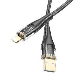Кабель USB A для Lightning Hoco 2,4A 1,2 m U121 чорний прозорий