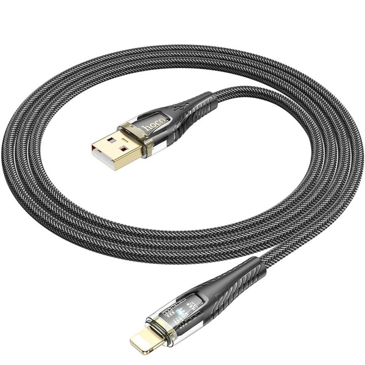 Cable USB A for Lightning Hoco 2,4A 1,2 m U121 black transparent