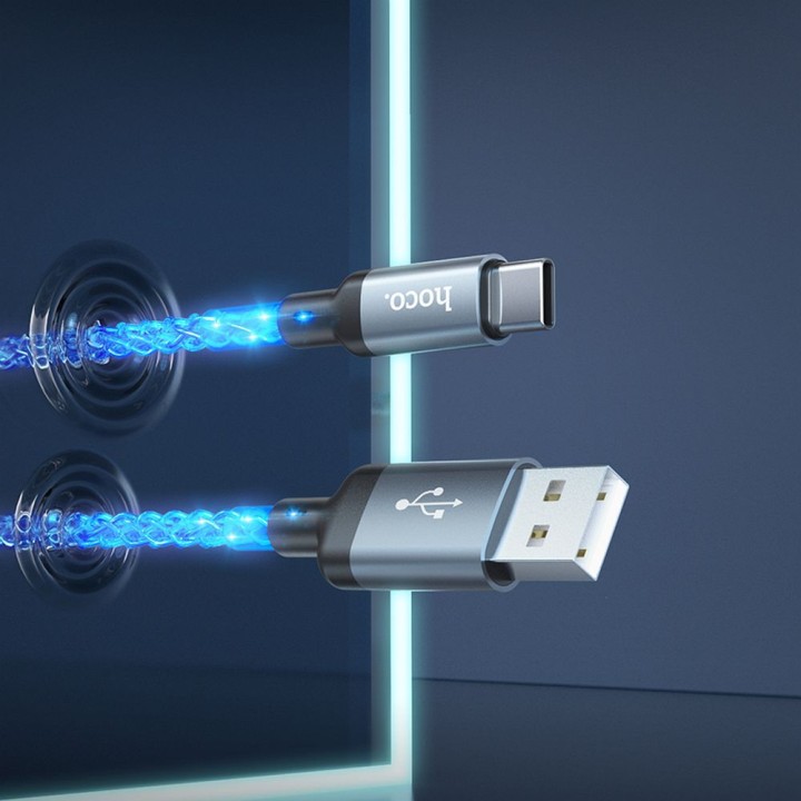 Кабель USB A — USB C Hoco 3A 1 m U112 серый