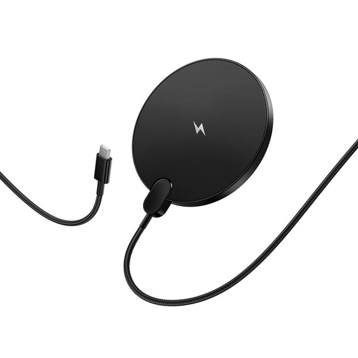 Беспроводное зарядное устройство Hoco 15W с кабелем USB C и дисплеем CW62 черное