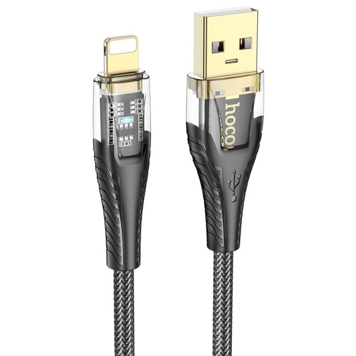 Cable USB A for Lightning Hoco 2,4A 1,2 m U121 black transparent