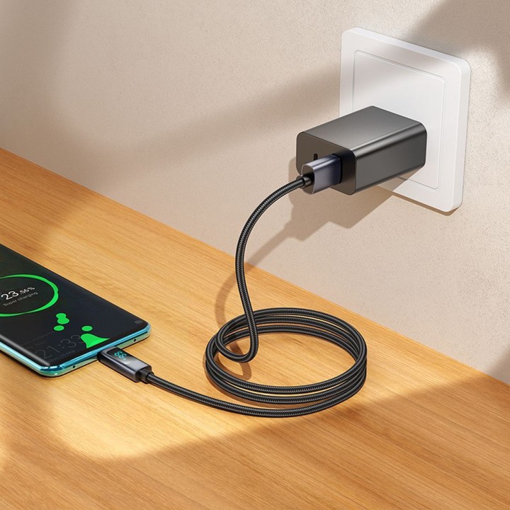 Кабель USB-A – USB-C Hoco 5A с дисплеем 1 m X112 черный