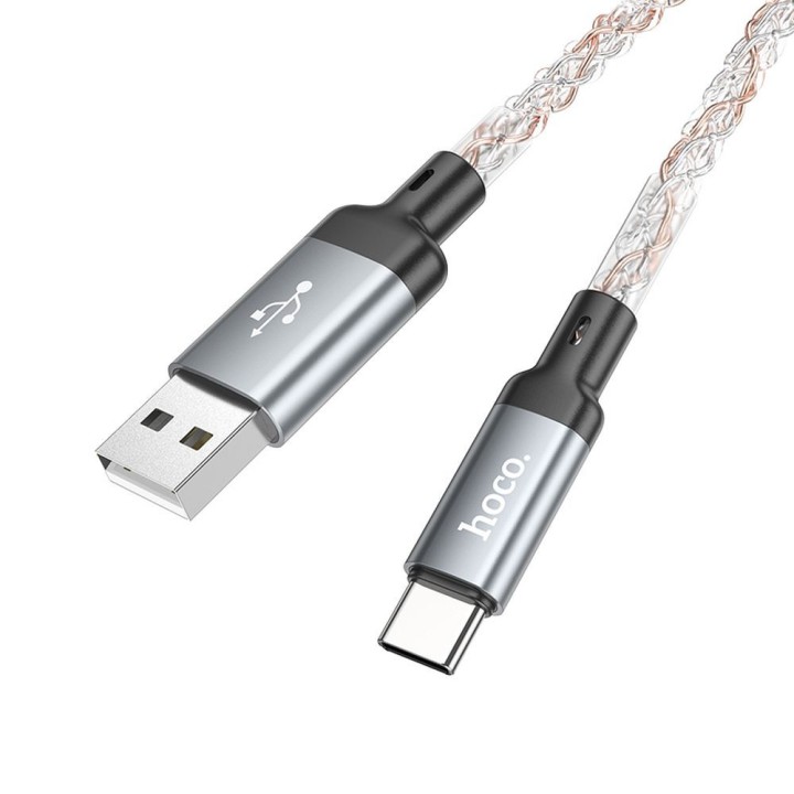 Кабель USB-A – USB-C Hoco 3A 1 m U112 сірий