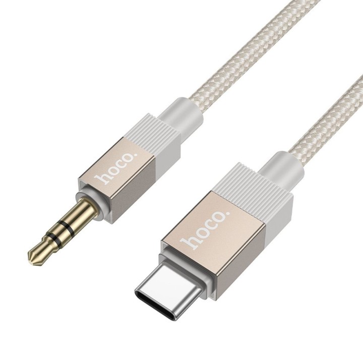 Кабель AUX Jack 3,5 mm (штекер (male)) для USB C (штекер (male)) Hoco 1 m UPA32B золотий