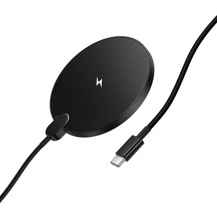Беспроводное зарядное устройство Hoco 15W с кабелем USB C и дисплеем CW62 черное