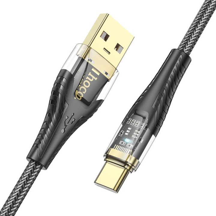 Кабель USB-A – USB-C Hoco 2,4A 1,2 m U121 черный прозрачный