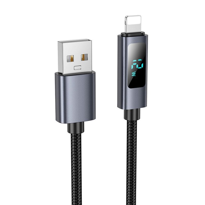 Cable USB A for Lightning Hoco 2,4A with display 1 m X112 black