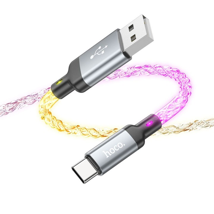 Кабель USB-A – USB-C Hoco 3A 1 m U112 сірий