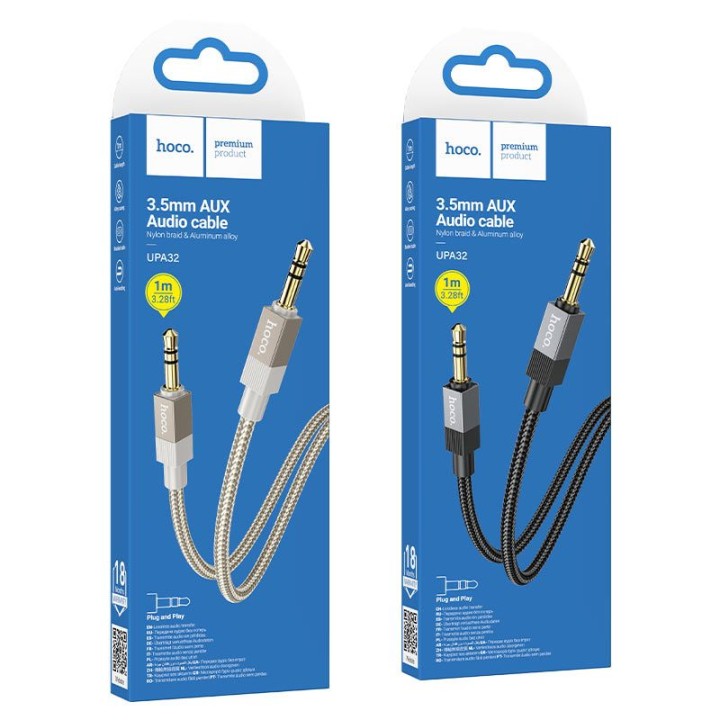 Kabel AUX Jack 3,5 mm (męski) do Jack 3,5 mm (męski) Hoco 1 m UPA32 czarny