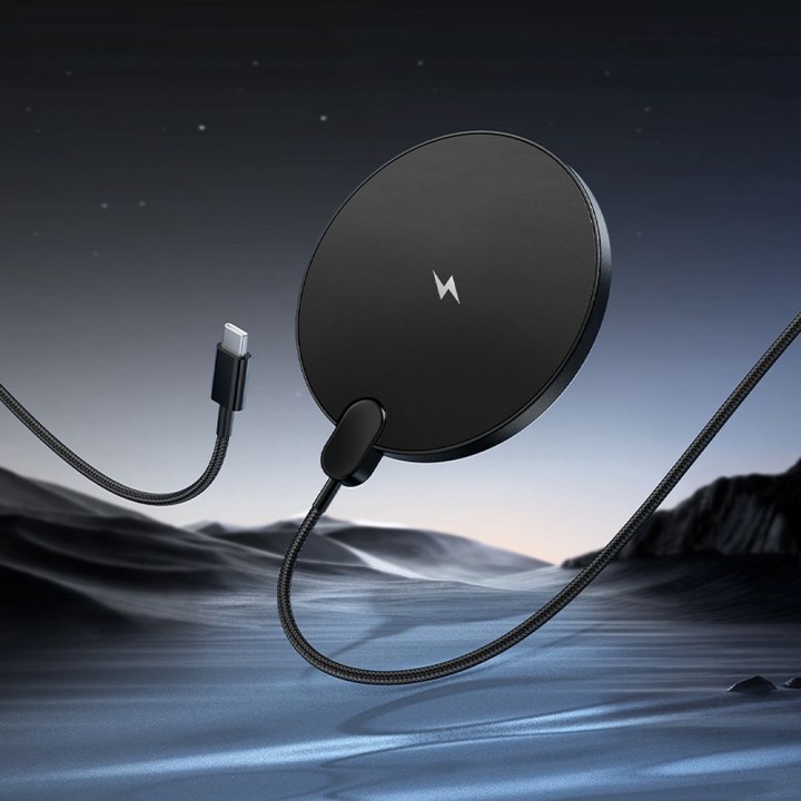 Wireless charger Hoco 15W with cable USB C and display CW62 black