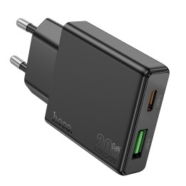 Wall charger for phone Hoco Slim USB A + USB C QC3.0 PD 3A 20W N38 black
