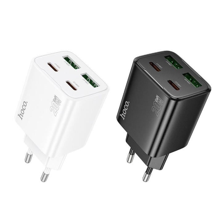 Сетевое зарядное устройство для телефона Hoco 2 x USB C + 2 x USB A QC3.0 PD 3A 20W N55 черное