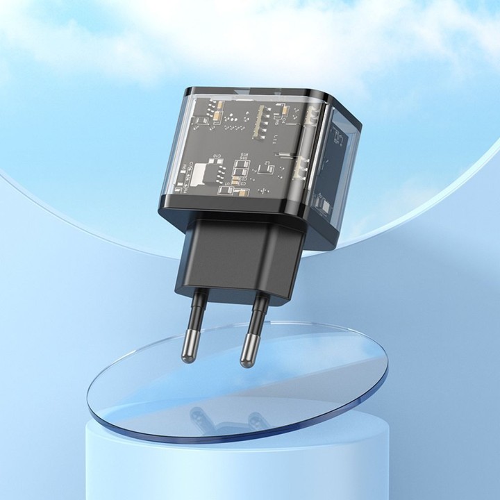 Сетевое зарядное устройство для телефона Hoco USB A + USB C QC3.0 PD 3A 20W N34 прозрачная