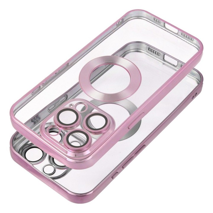Etui na iPhone 17 Pro / 18 Pro (low camera edge) Glam pudrowy róż