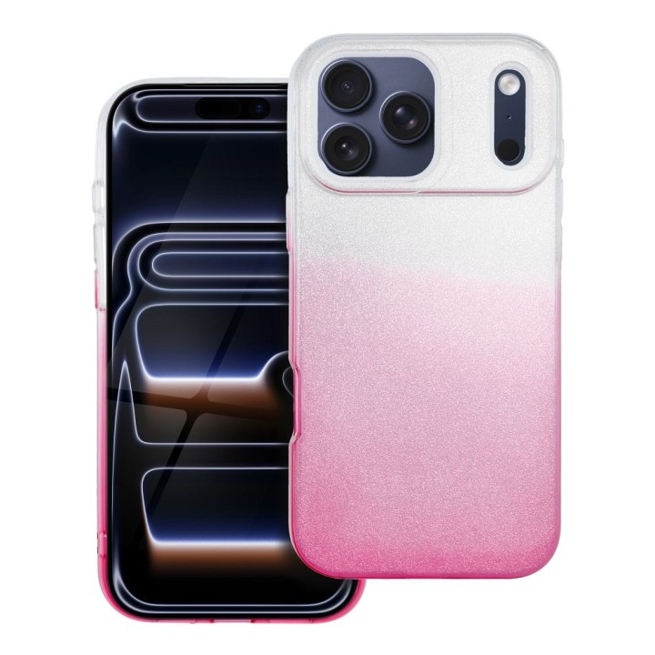 Case for iPhone 17 Pro Max / 18 Pro Max (low camera edge) Shining transparent pink