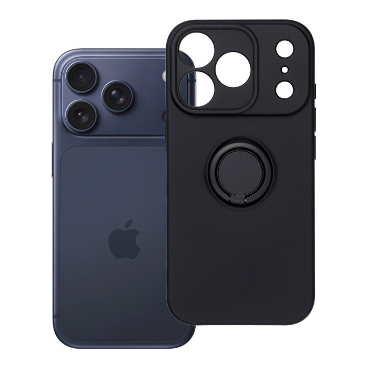 Чехол для iPhone 17 Pro / 18 Pro (low camera edge) Silicone Ring черный