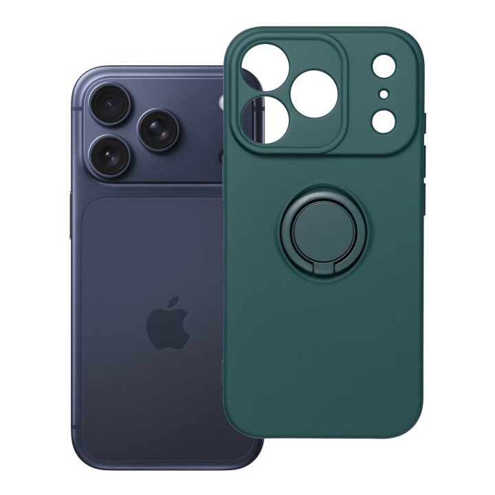 Чохол для iPhone 17 Pro / 18 Pro (low camera edge) Silicone Ring зелений