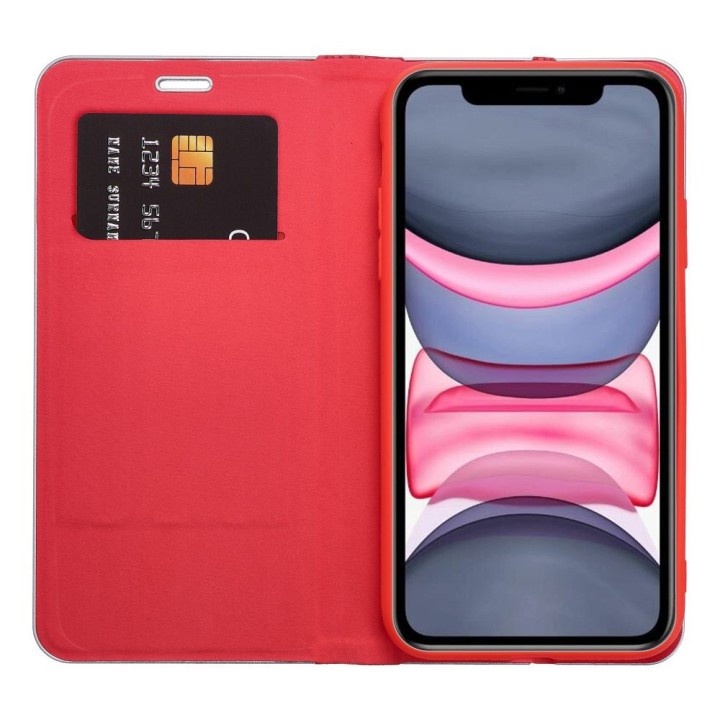Flip case for iPhone 17 AIR Luna Book Carbon red