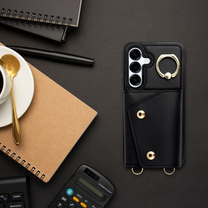 Чехол для Samsung S25 EDGE Wonder с кошельком черный