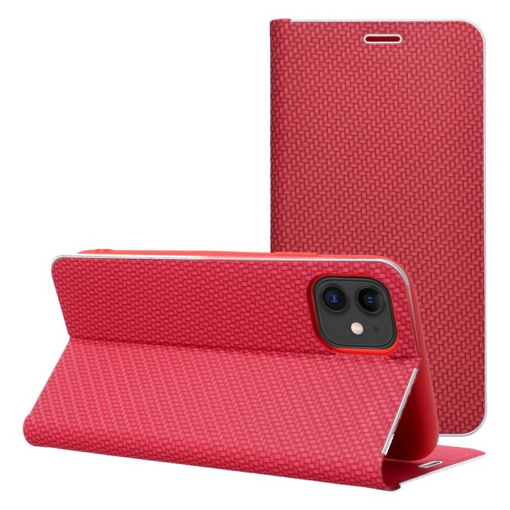 Flip case for iPhone 17 AIR Luna Book Carbon red