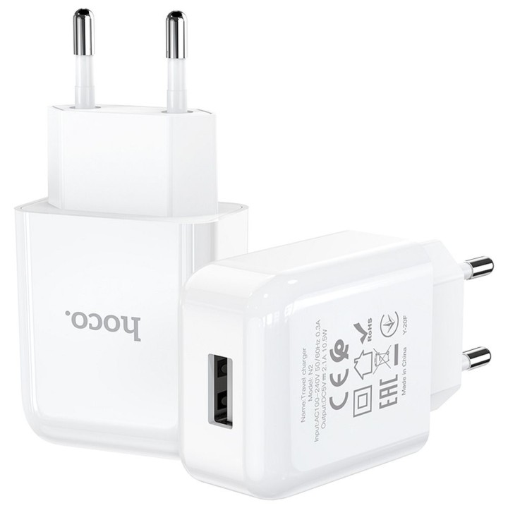 HOCO сетевое зарядное устройство USB 2.1A N2 Vigour белое