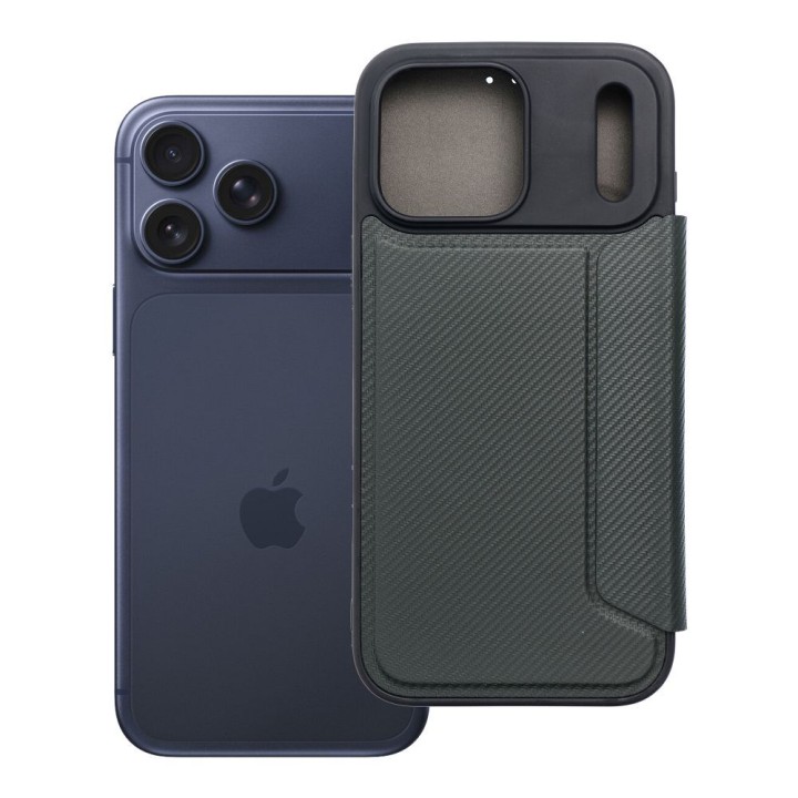 Flip case for iPhone 17 PRO MAX / 18 PRO MAX Razor Book dark green