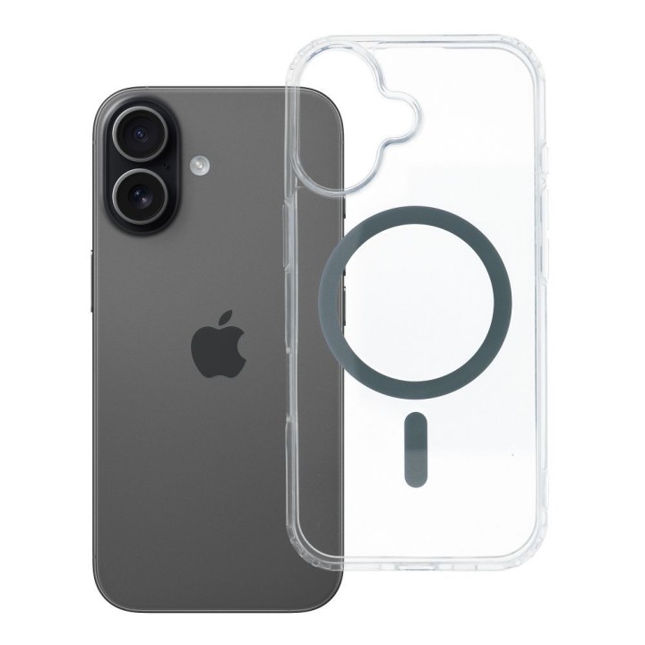 Etui na iPhone 17 Drop Glue Colorful Ring Mag Cover zgodne z MagSafe szare