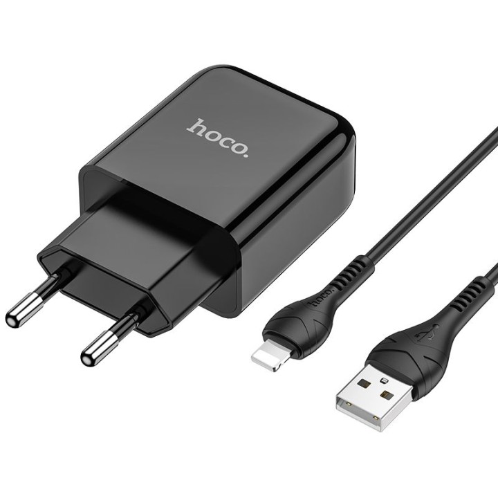 HOCO wall charger USB + cable to Lightning 8-pin 2.1A N2 Vigour black