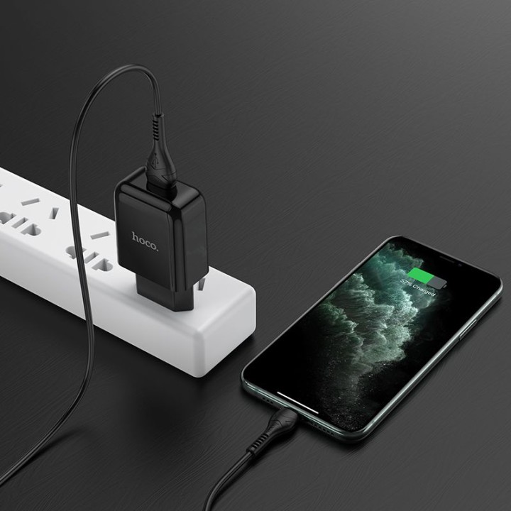 HOCO wall charger USB + cable to Lightning 8-pin 2.1A N2 Vigour black