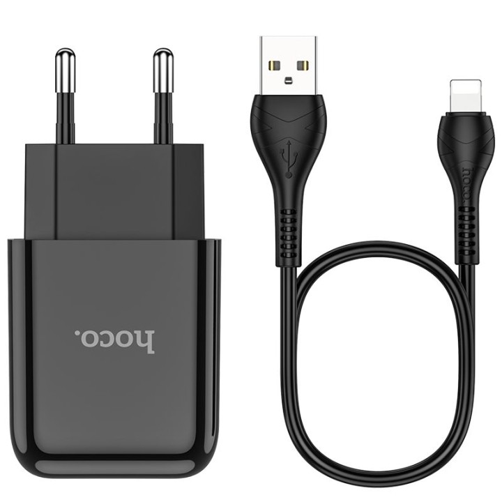 HOCO wall charger USB + cable to Lightning 8-pin 2.1A N2 Vigour black