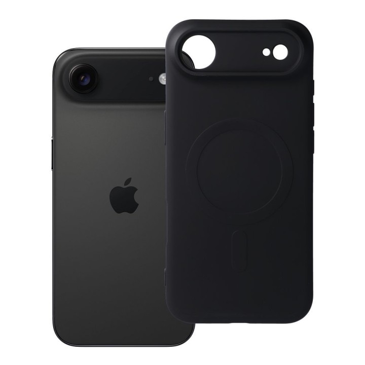 Case for iPhone 17 AIR Silicone Mag Cover compatible with MagSafe (camera protection) black