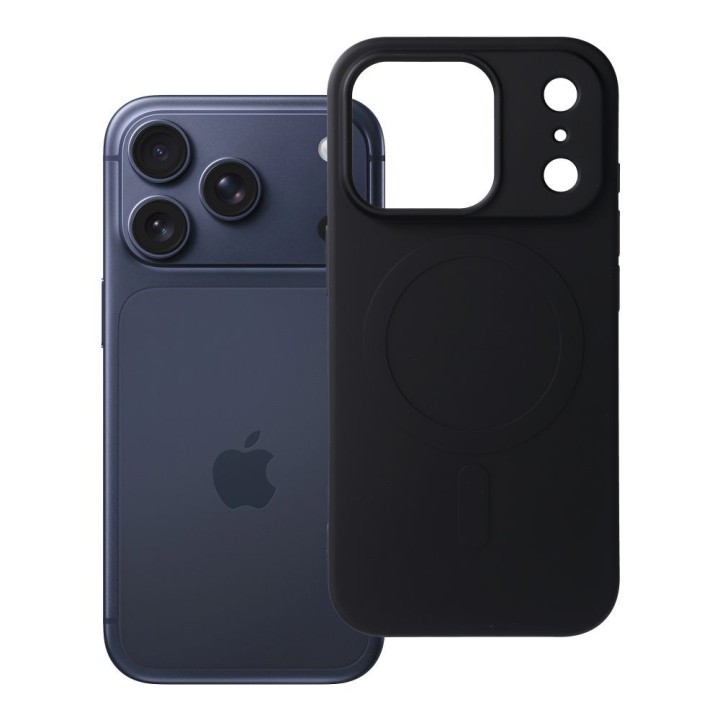 Чохол для iPhone 17 Pro / 18 Pro (low camera edge) Silicone Mag Cover сумісний із MagSafe (big hole) чорний