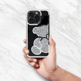 Etui na iPhone 17 Pro / 18 Pro (low camera edge) Teddy Bear srebrne
