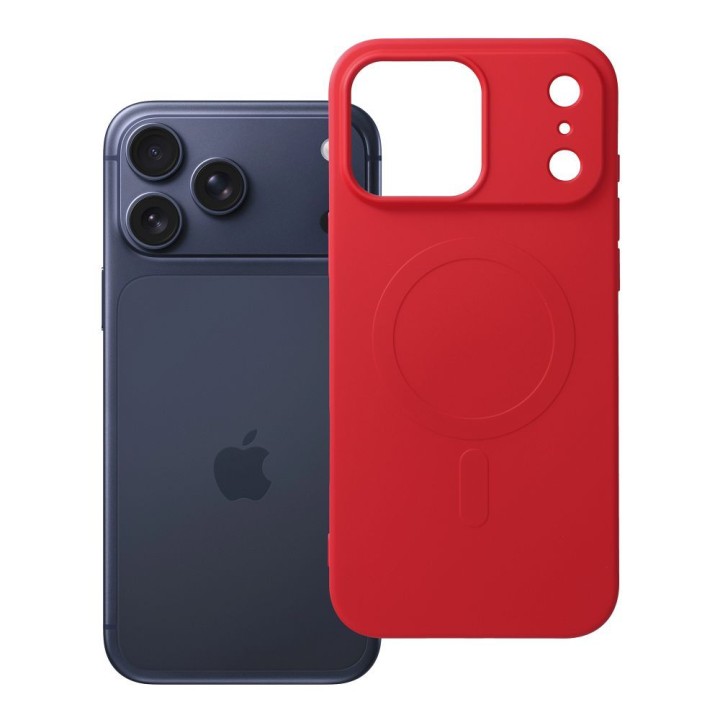Case for iPhone 17 Pro Max / 18 Pro Max (low camera edge) Silicone Mag Cover compatible with MagSafe (big hole) red
