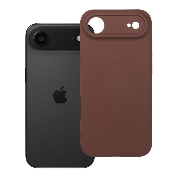 Case for iPhone 17 AIR Silicone Mag Cover compatible with MagSafe (camera protection) brown