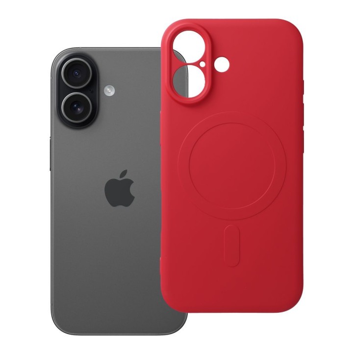 Чехол для iPhone 17 Silicone Mag Cover совместимый с MagSafe (camera protection) красный