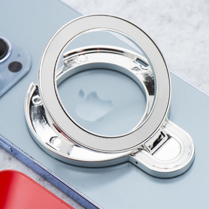 Stand for phone CIRCLE MIRROR - stick-on - silver