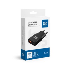 Мережевий зарядний пристрій для телефону Blue Star Slim GaN USB C + USB A QC4.0 PD 3A 25W TFK-SC-25WAC чорний