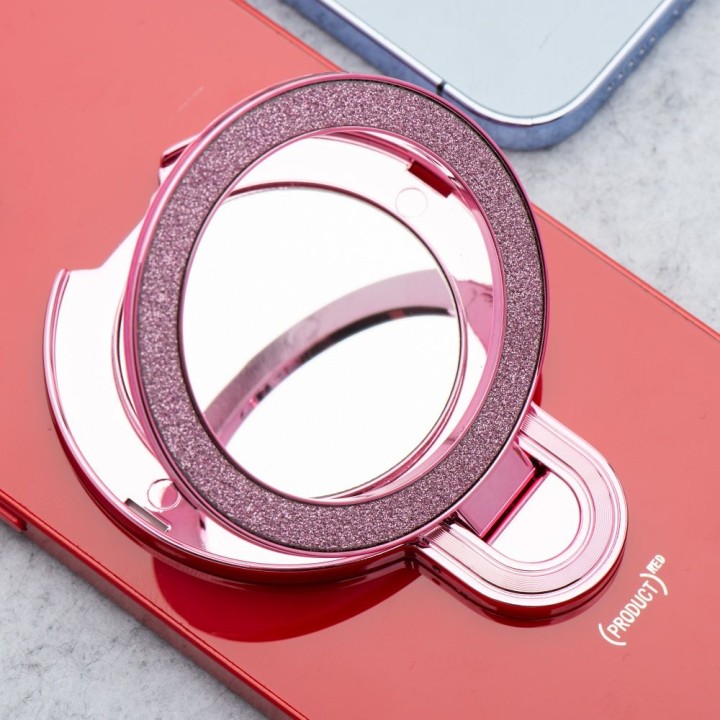 Stand for phone CIRCLE MIRROR - stick-on - pink