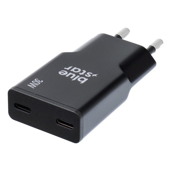 Wall charger for phone Blue Star Slim GaN 2 x USB C QC4.0 PD 3A 30W TFK-SC-30WCC black