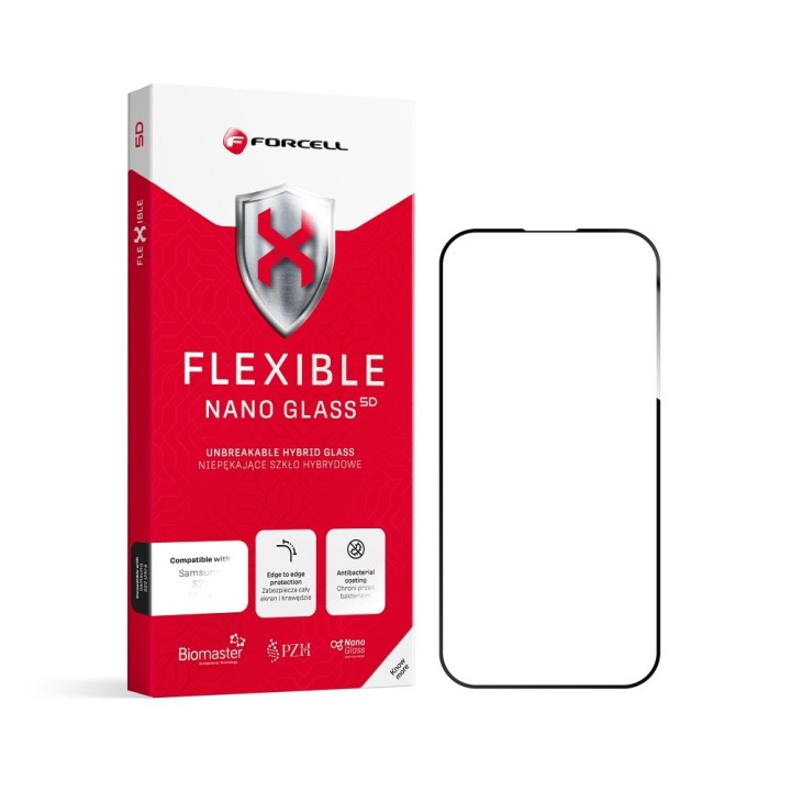 Гибридное стекло 5D для iPhone 17 PRO MAX / 18 PRO MAX Forcell Flexible черное