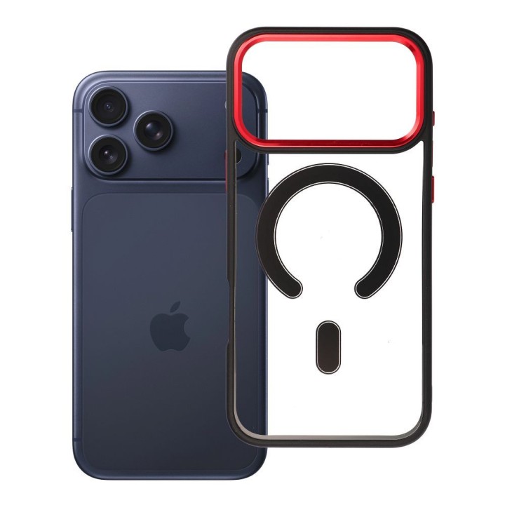 Чохол для iPhone 17 Pro Max / 18 Pro Max (low camera edge) Color Edge Mag Cover сумісний із MagSafe чорно-червоний