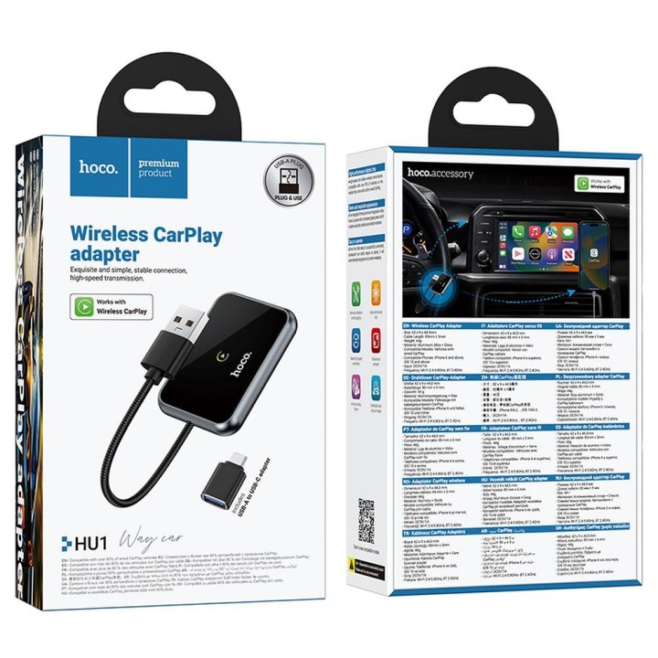 Бездротовий адаптер CarPlay Hoco USB A / USB C HU1 чорний