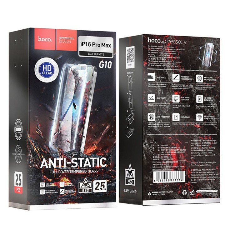 Szkło hartowane do iPhone 17 AIR HD Anti-static (SET 25 in1) Hoco G10