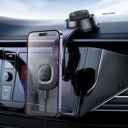Car phone holder with wireless charging Hoco 15W for dashboard HW31 black