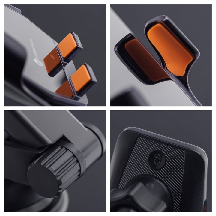 Phone holder for car wireless Forcell F-Grip HS6 15W for windscreen / air vent black